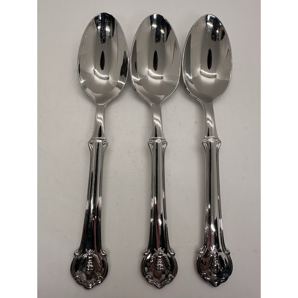 Wallace Napoleon Bee 18/10 Stainless 3 Oval Soup Place Spoons 7 5/8"